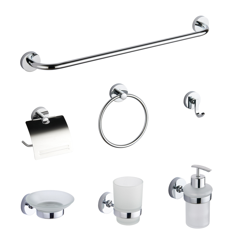US Style Modern Bathroom Equipment Zinc Alloy Chrome Finished Bathroom Set Wall-Mounted Set Accessories For Bath Decor