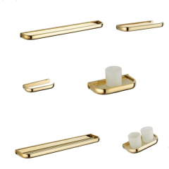 Hotel Project Luxury Brass Gold Modern Sanitary Fittings Bathroom Accessories Set