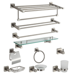 Square Design Bathroom Sanitary Wall Mounted Black Zinc Alloy Bathroom Accessories Hardware Set