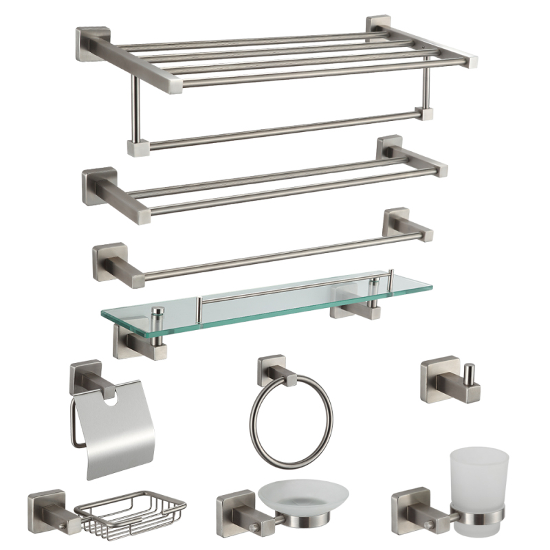 Square Design Bathroom Sanitary Wall Mounted Black Zinc Alloy Bathroom Accessories Hardware Set