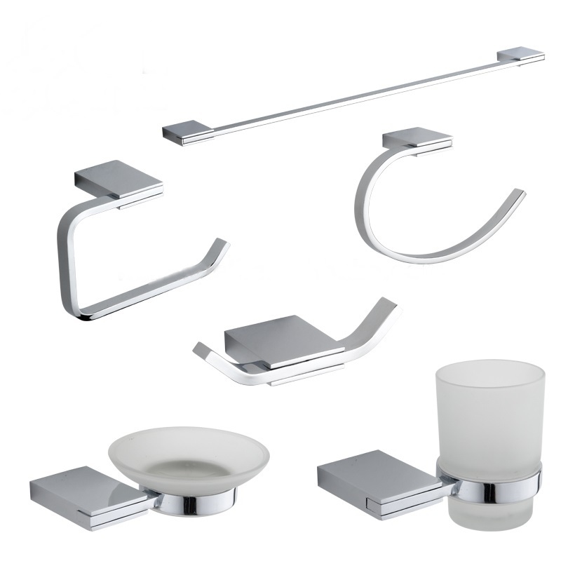 US Style Modern Bathroom Equipment Zinc Alloy Chrome Finished Bathroom Set Wall-Mounted Set Accessories For Bath Decor