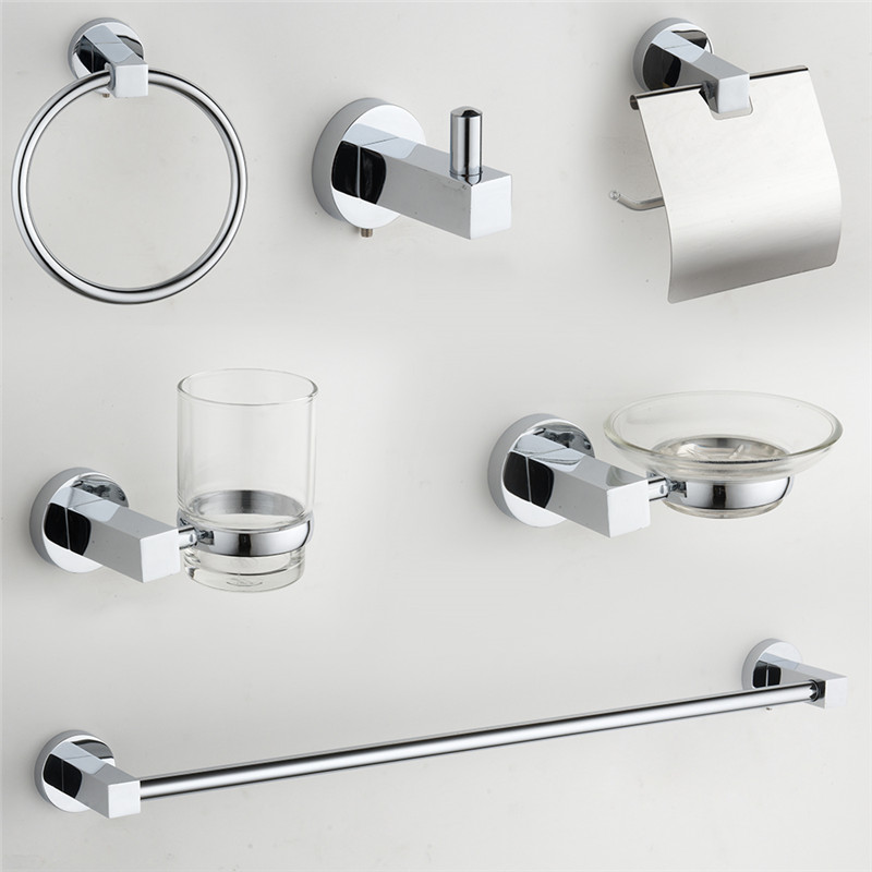 Zinc Alloy Square Matte Black Wall Mounted Bathroom Accessories Set