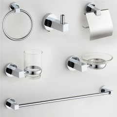 Zinc Alloy Square Matte Black Wall Mounted Bathroom Accessories Set