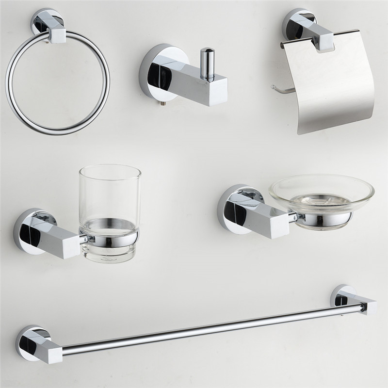Zinc Alloy Square Matte Black Wall Mounted Bathroom Accessories Set