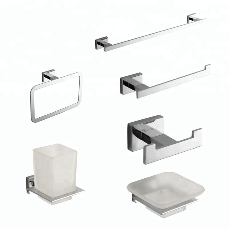 Square Design Bathroom Sanitary Wall Mounted Black Zinc Alloy Bathroom Accessories Hardware Set