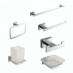 Square Design Bathroom Sanitary Wall Mounted Black Zinc Alloy Bathroom Accessories Hardware Set