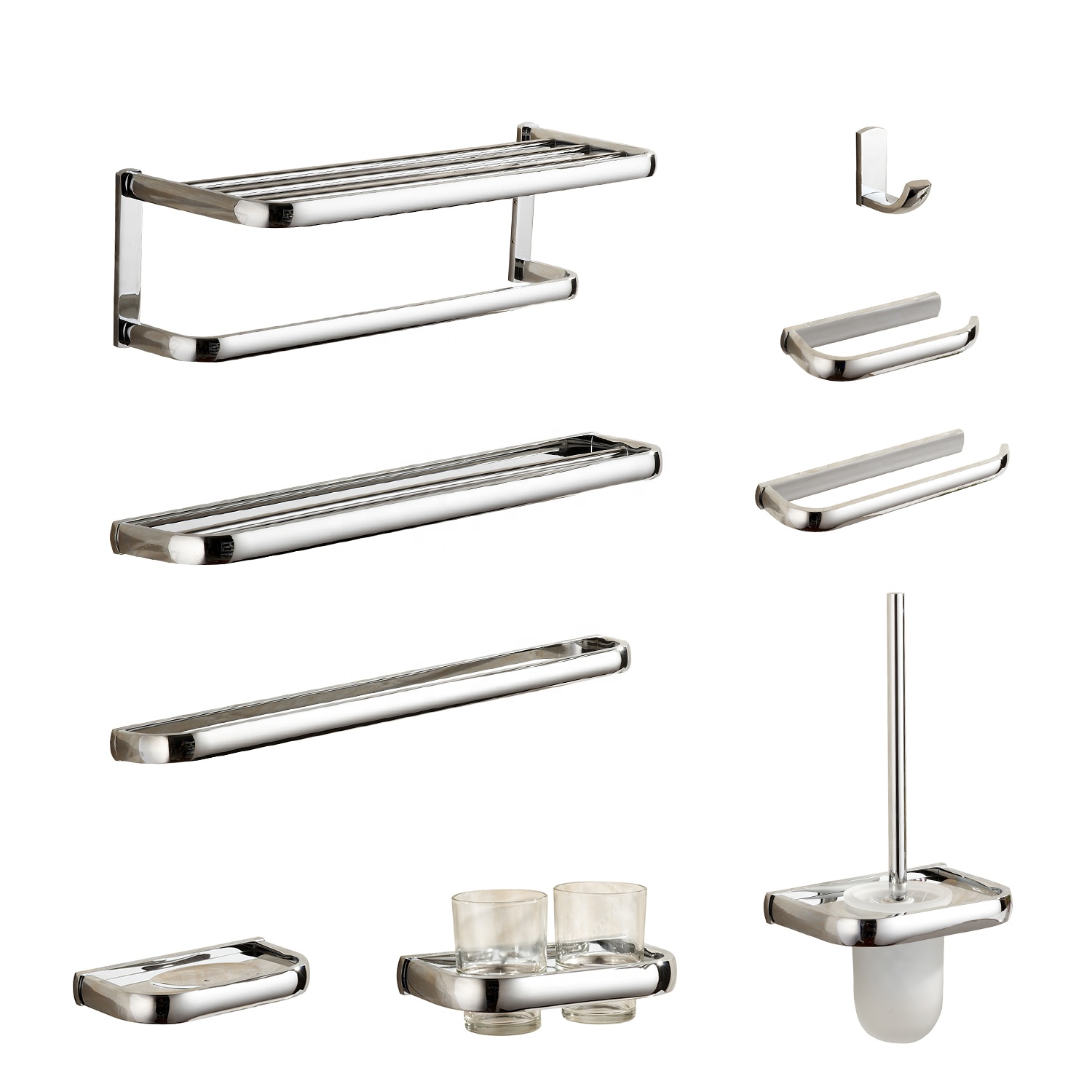 Hotel Project Luxury Brass Gold Modern Sanitary Fittings Bathroom Accessories Set