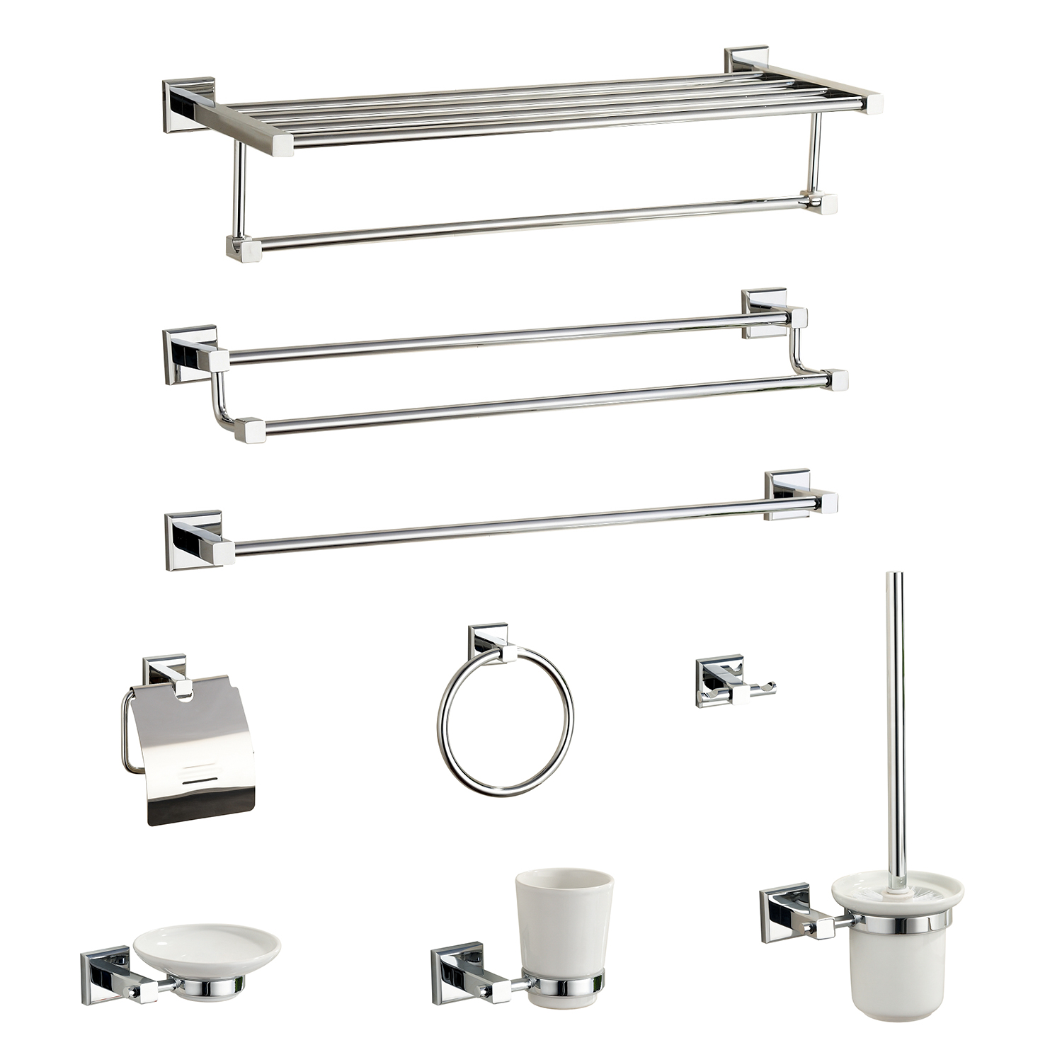 High Quality Zinc Simple Design Brushed Nickel Wall Mounted Bathroom Accessories Set