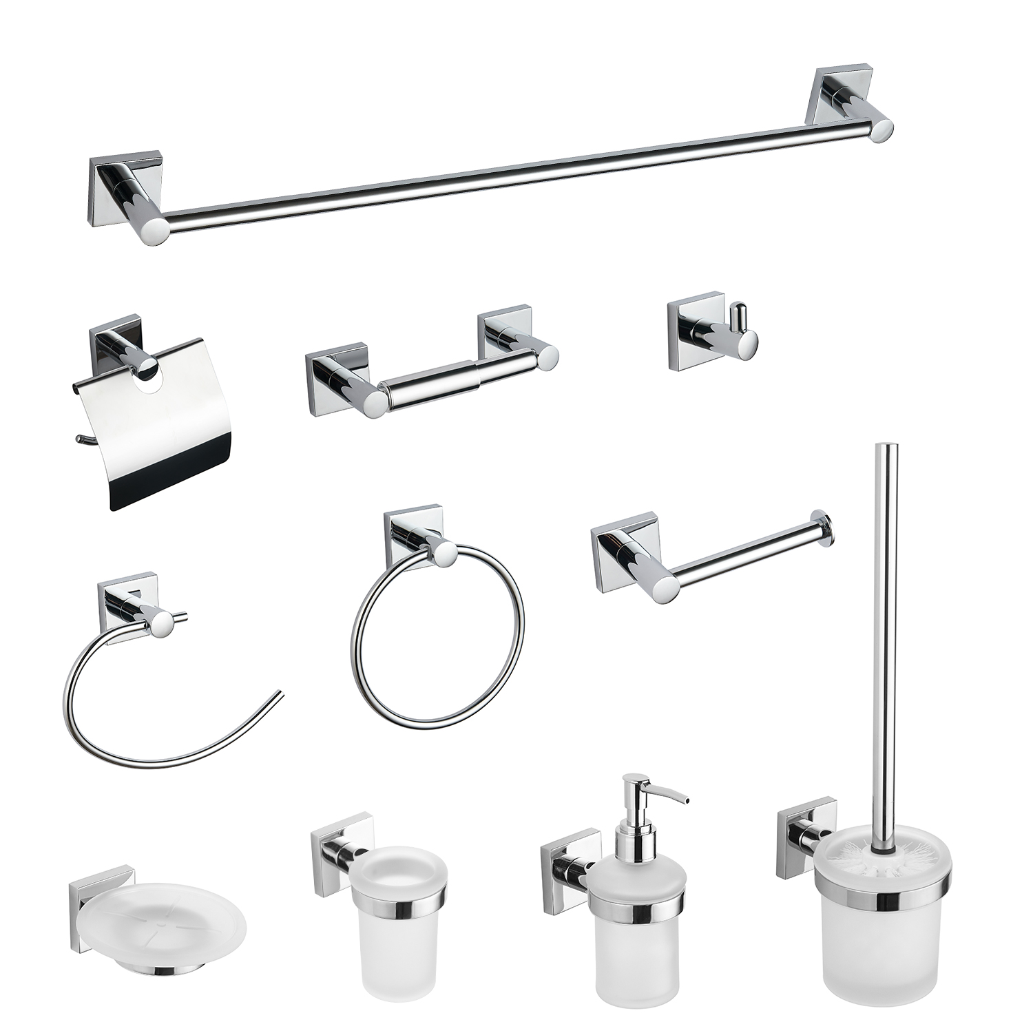 Wall Mounted Zinc Alloy Brushed Nickel Bathroom Accessory Set