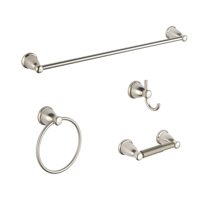 High Quality Zinc Simple Design Brushed Nickel Wall Mounted Bathroom Accessories Set