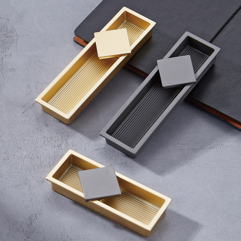 Best Quality Brushed Gold Piece Shape Elegant Furniture Handle Zinc Kitchen Drawer Pulls