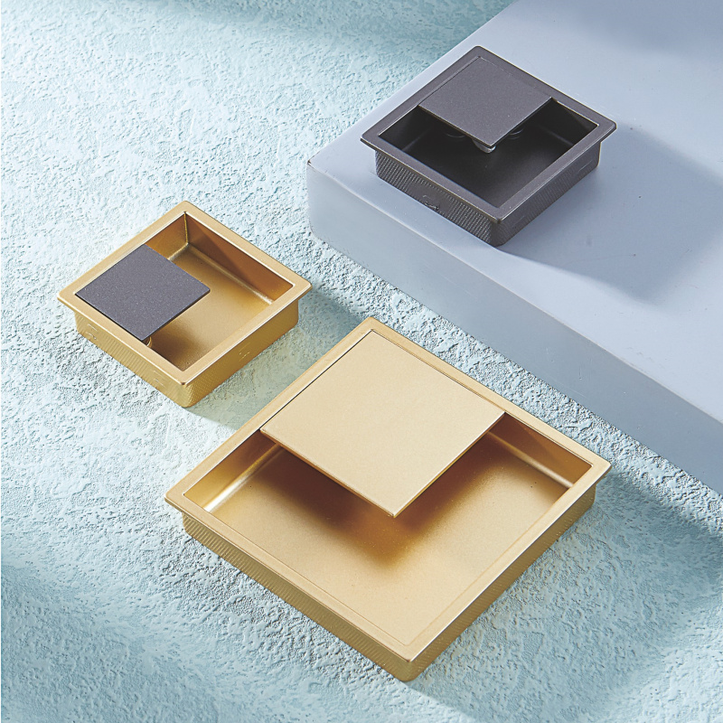 Best Quality Brushed Gold Piece Shape Elegant Furniture Handle Zinc Kitchen Drawer Pulls