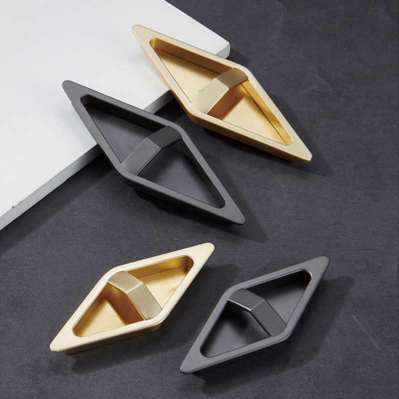 Modern Minimalist Simple European Wardrobe Black white Gold Furniture Hardware Sliding Hidden Comcealed Cabinet Handle
