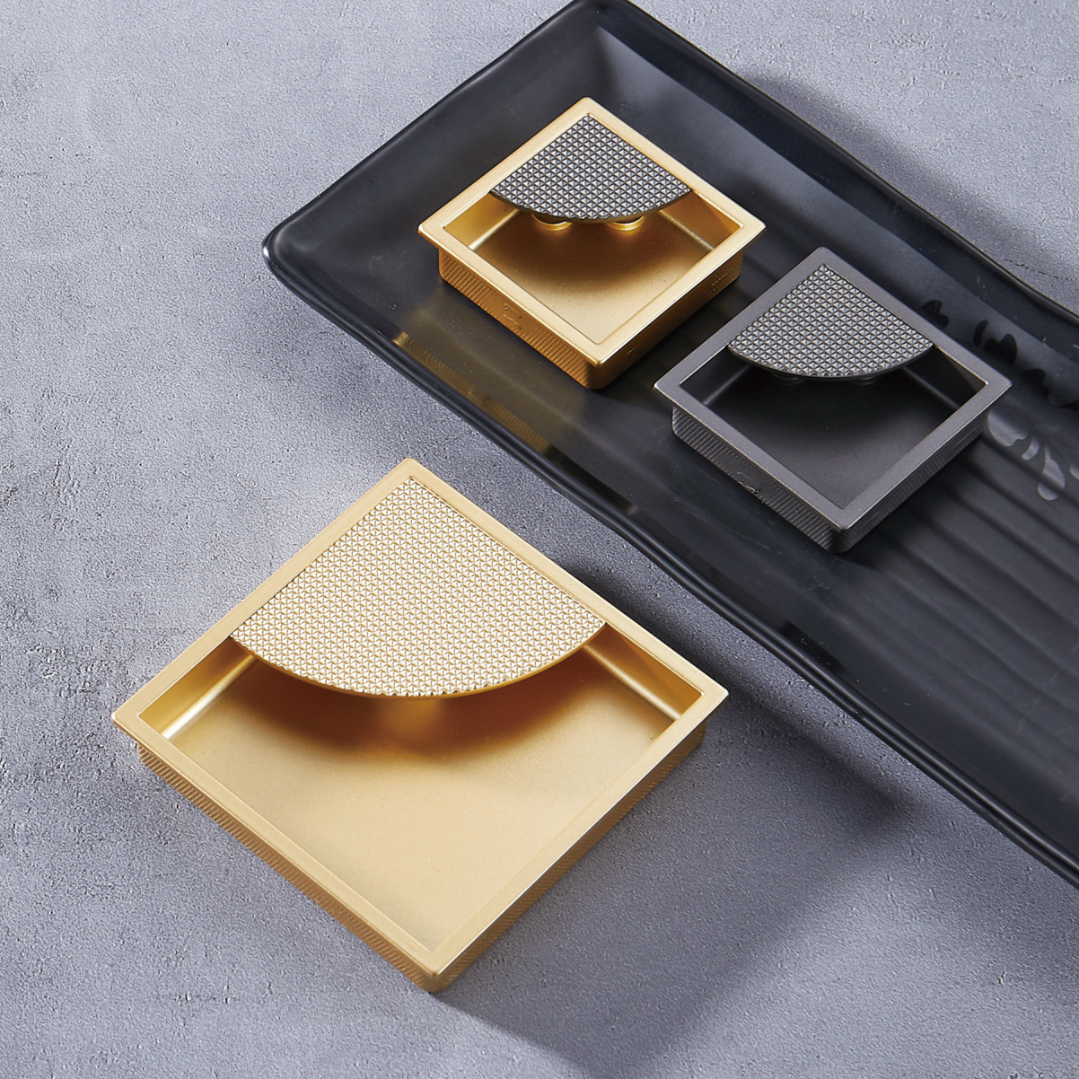 Best Quality Brushed Gold Piece Shape Elegant Furniture Handle Zinc Kitchen Drawer Pulls