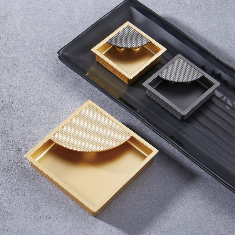 Best Quality Brushed Gold Piece Shape Elegant Furniture Handle Zinc Kitchen Drawer Pulls