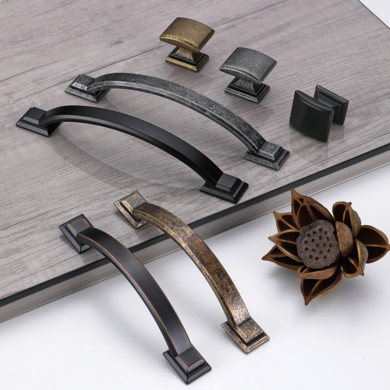Zinc Alloy Square Gold Handles Modern Simple Kitchen Furniture Cabinet Drawer Handles