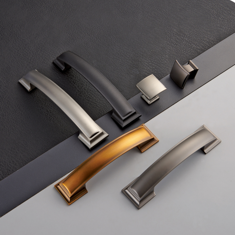 Zinc Alloy Square Gold Handles Modern Simple Kitchen Furniture Cabinet Drawer Handles