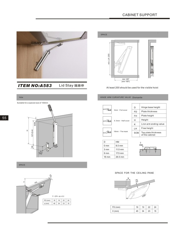 Famous Products Best Design Furniture Cabinet Door Lid Stay Support
