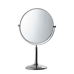 Bathroom Brass LED Light Freestanding Desktop Cosmetic Makeup Mirror with 3X Magnifying Mirror