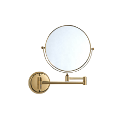 Bathroom Brass LED Light Freestanding Desktop Cosmetic Makeup Mirror with 3X Magnifying Mirror