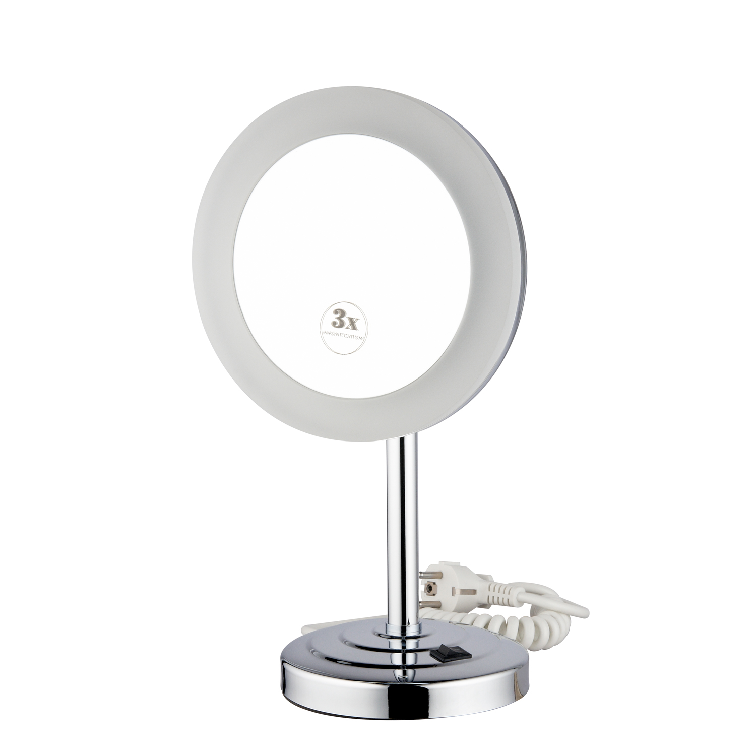 Bathroom Brass LED Light Freestanding Desktop Cosmetic Makeup Mirror with 3X Magnifying Mirror