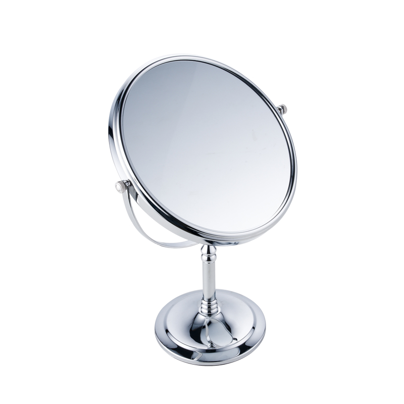 Bathroom Brass LED Light Freestanding Desktop Cosmetic Makeup Mirror with 3X Magnifying Mirror