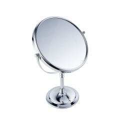 Bathroom Brass LED Light Freestanding Desktop Cosmetic Makeup Mirror with 3X Magnifying Mirror
