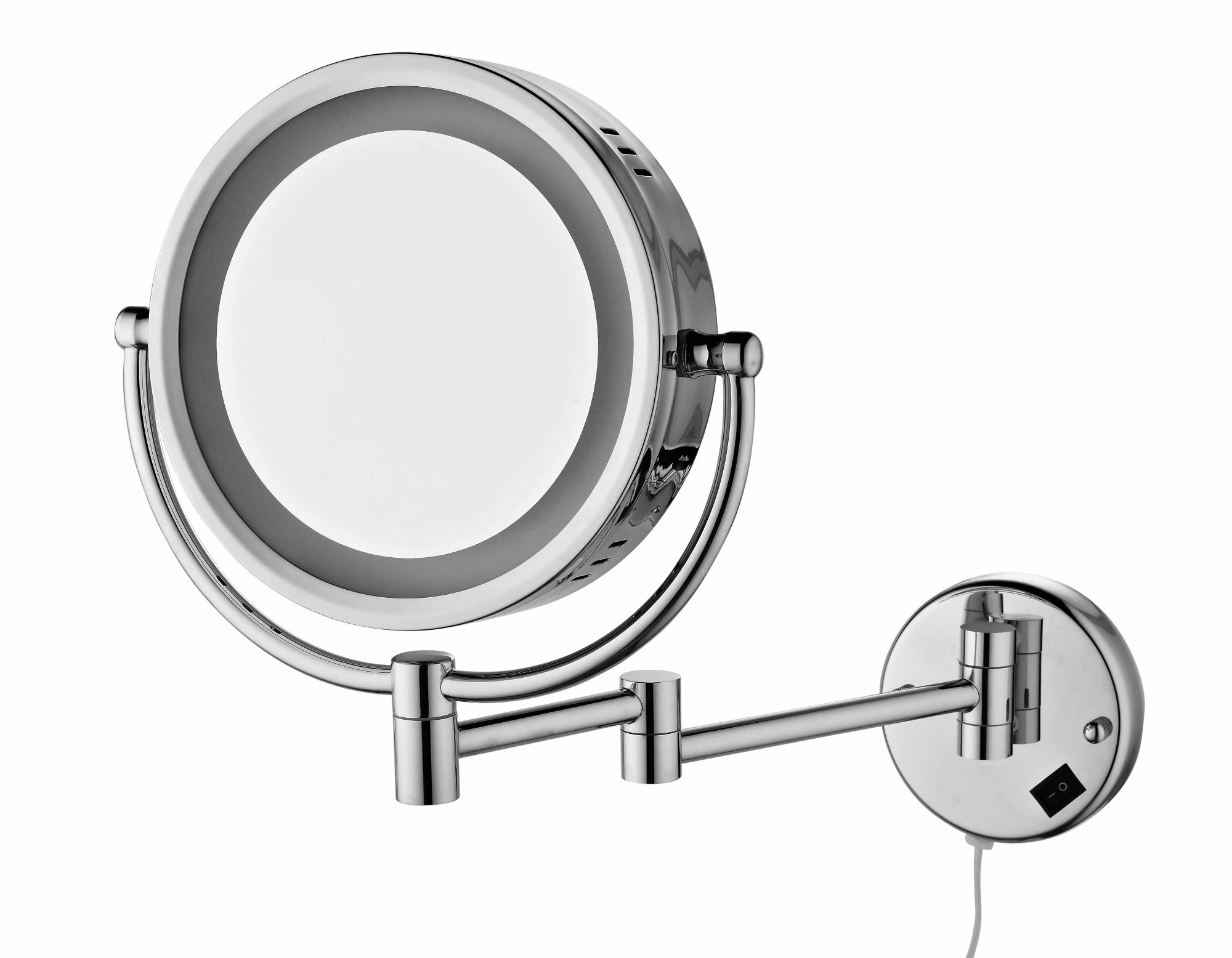Bathroom Brass LED Light Freestanding Desktop Cosmetic Makeup Mirror with 3X Magnifying Mirror