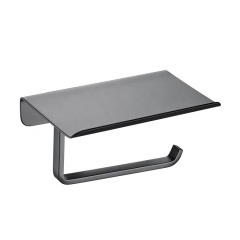 Black Bathroom Kitchen Storage Stainless Steel Toilet Paper Holder With Shelf