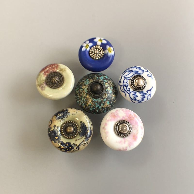 Flower Looking Ceramic Knobs Door Handle Cabinet Drawer Cupboard Pull, Hand Painted Ceramic Knobs, Kitchen Wardrobe Handle