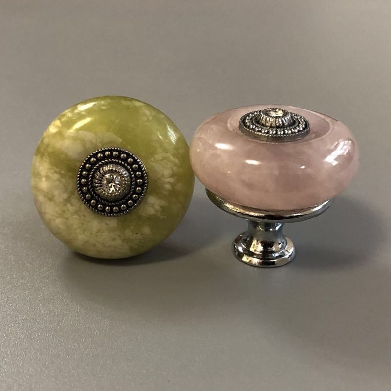 Wholesale Decorative Drawer Cabinet Furniture Hardware Quartz Handle Natural Stone Pull Knob