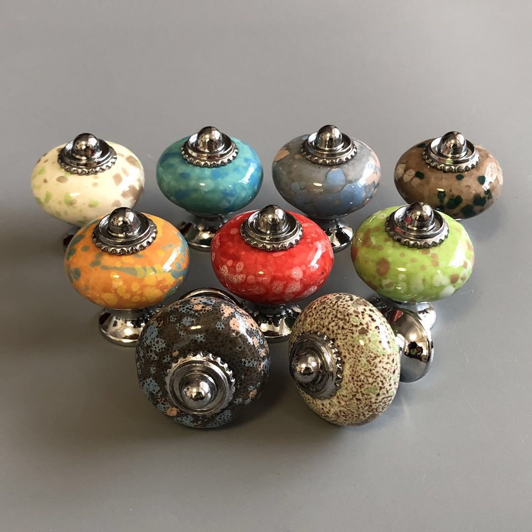 Flower Looking Ceramic Knobs Door Handle Cabinet Drawer Cupboard Pull, Hand Painted Ceramic Knobs, Kitchen Wardrobe Handle