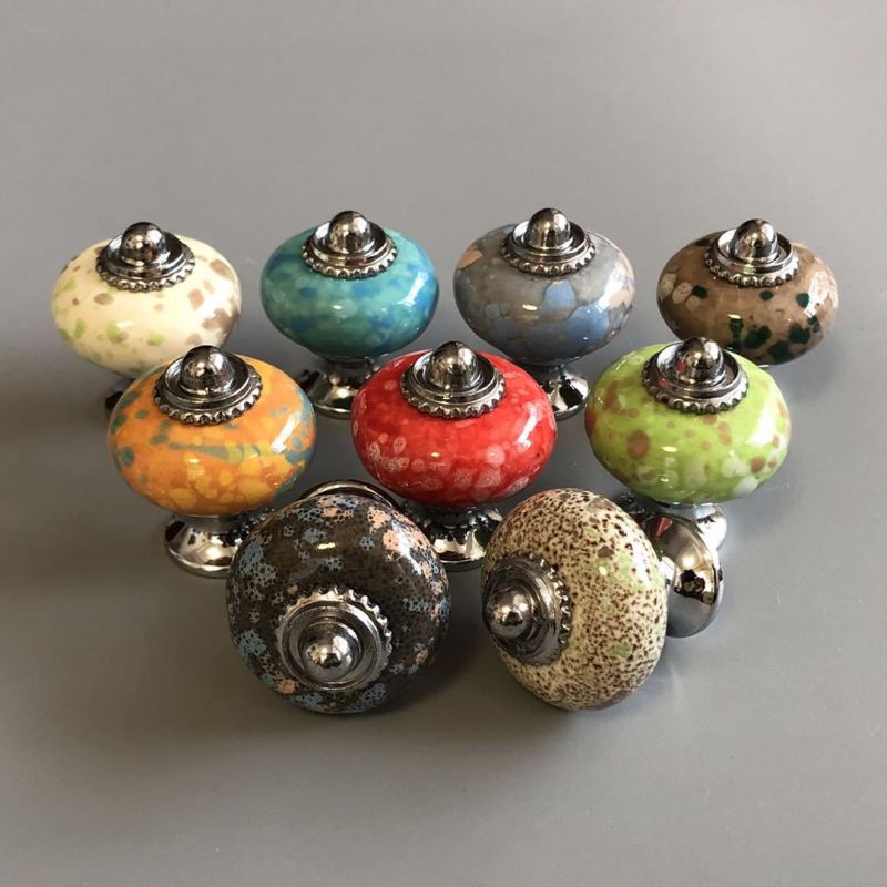 Flower Looking Ceramic Knobs Door Handle Cabinet Drawer Cupboard Pull, Hand Painted Ceramic Knobs, Kitchen Wardrobe Handle