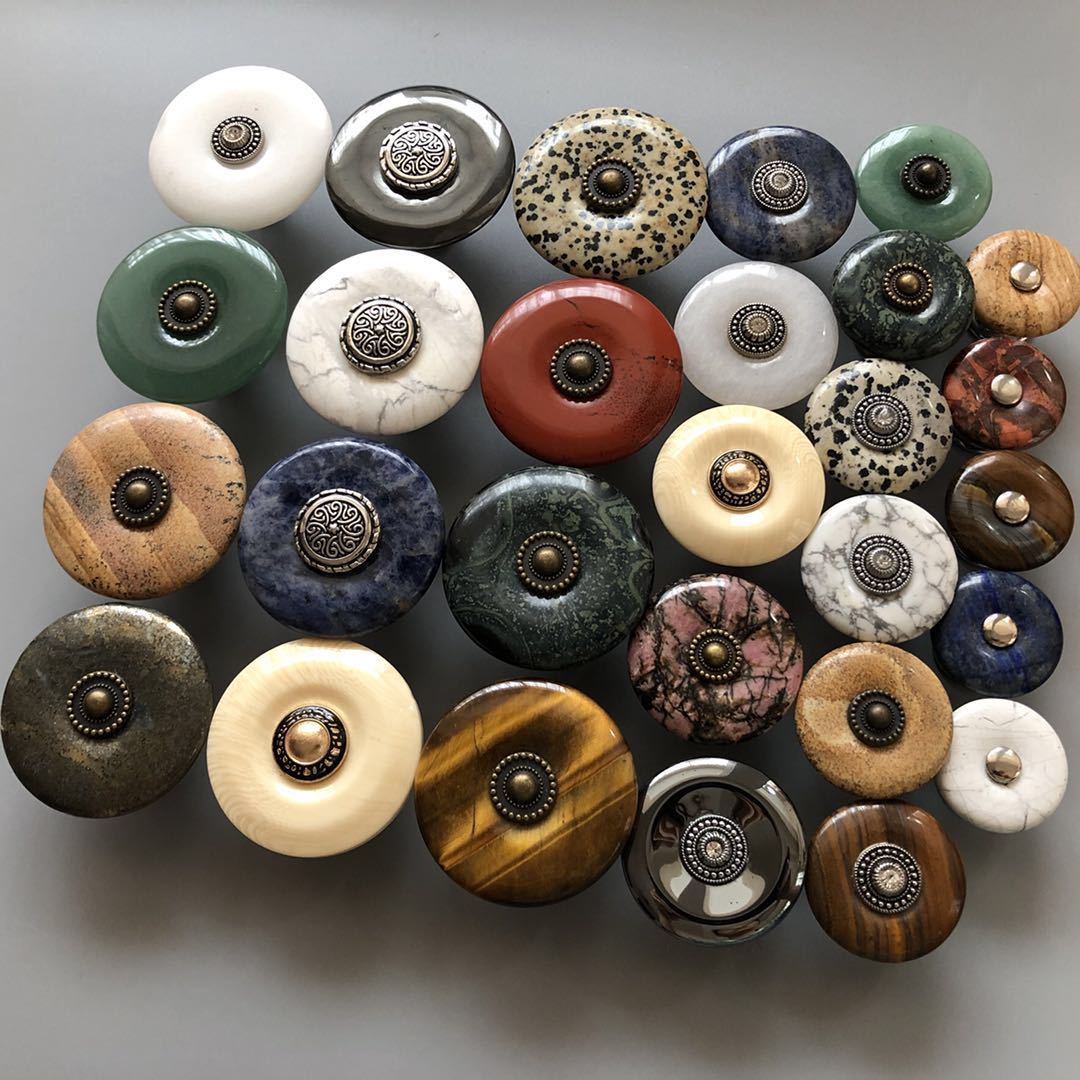 Wholesale Decorative Drawer Cabinet Furniture Hardware Quartz Handle Natural Stone Pull Knob