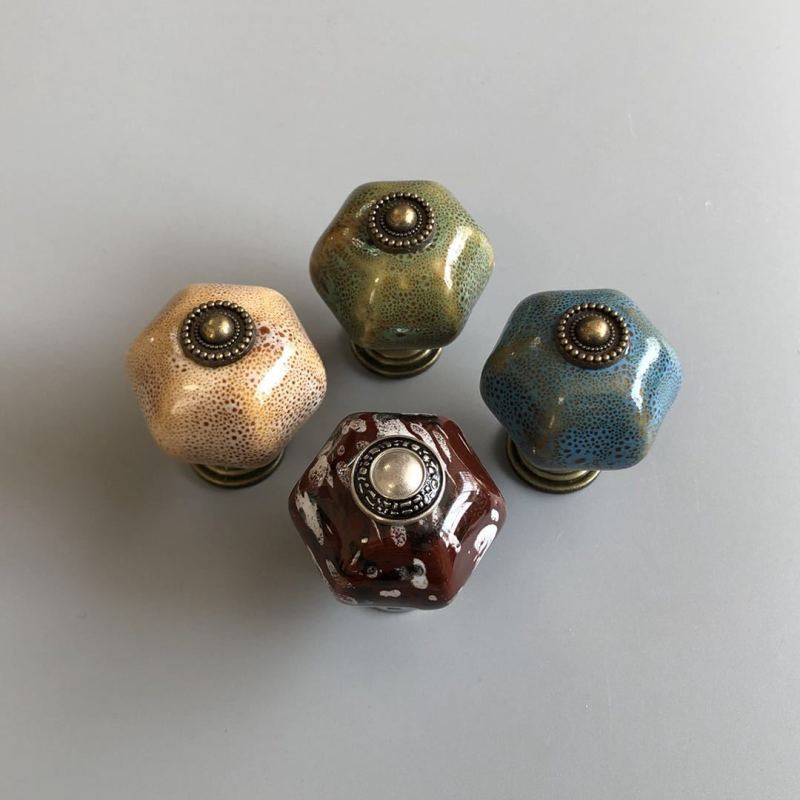 Flower Looking Ceramic Knobs Door Handle Cabinet Drawer Cupboard Pull, Hand Painted Ceramic Knobs, Kitchen Wardrobe Handle