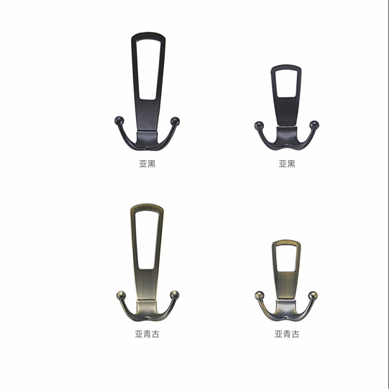 Metal Vintage Double Towel Coat Hook Wall Mount Black Zinc Coat Hook