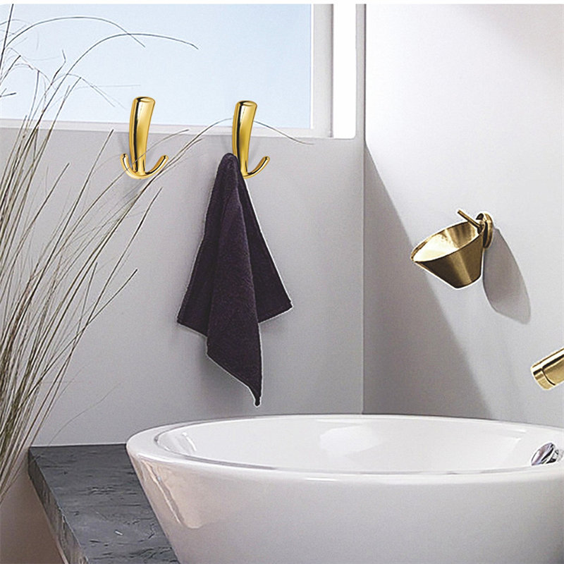 Metal Vintage Double Towel Coat Hook Wall Mount Black Zinc Coat Hook