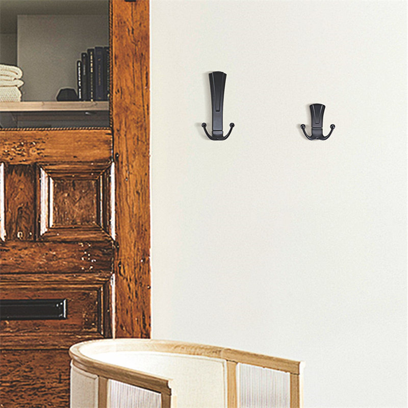 Metal Vintage Double Towel Coat Hook Wall Mount Black Zinc Coat Hook