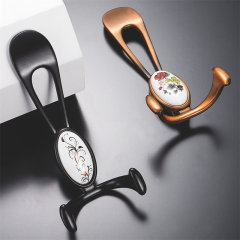 Metal Vintage Double Towel Coat Hook Wall Mount Black Zinc Coat Hook