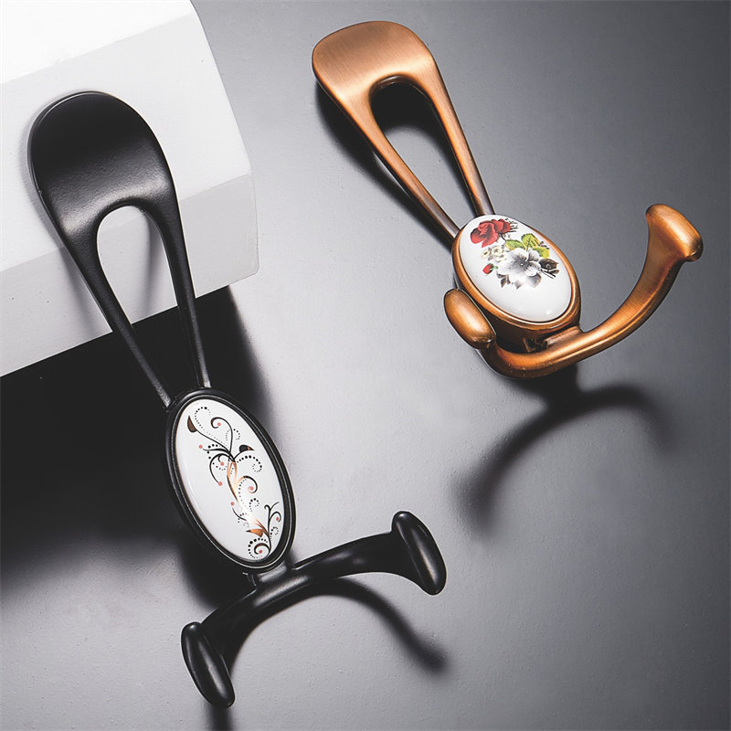 Metal Vintage Double Towel Coat Hook Wall Mount Black Zinc Coat Hook