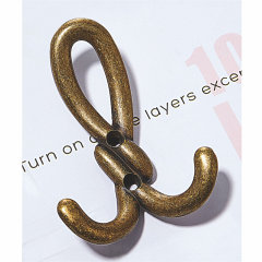 Metal Vintage Double Towel Coat Hook Wall Mount Black Zinc Coat Hook