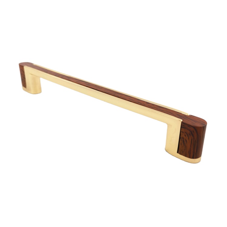 India, Bangladesh Market Double Finish Cp Gold Wood Color Zinc Cabinet Handle