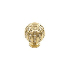 European High End Round Golden Crystal Furniture Cabinet Single Hole Handle Diamond Glass Kitchen Drawer Bedroom Decorative Knob