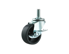 Light Duty Caster Wheel 1.5/2/2.5/3 INCH Black Color Caster Supplier Customized For Industry Swivel Threaded Stem With Brake