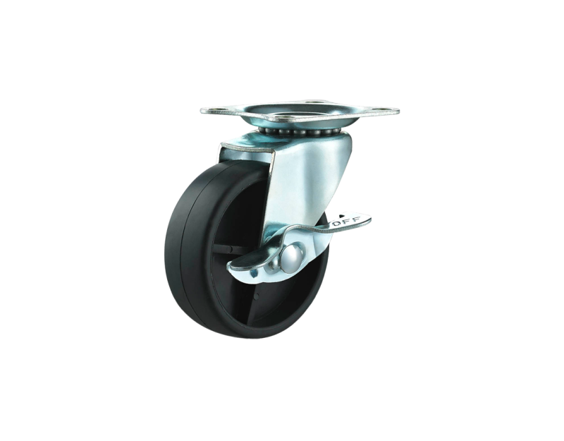 Light Duty Caster Wheel 1.5/2/2.5/3 INCH Black Color Caster Supplier Customized For Industry Swivel Threaded Stem With Brake