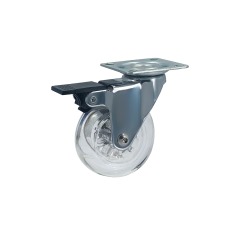 Transparent Caster Wheel 35/50/75/100 MM PU Trader Supplier For Equipment And Machine Swivel Threaded Stem Without Brake Caster
