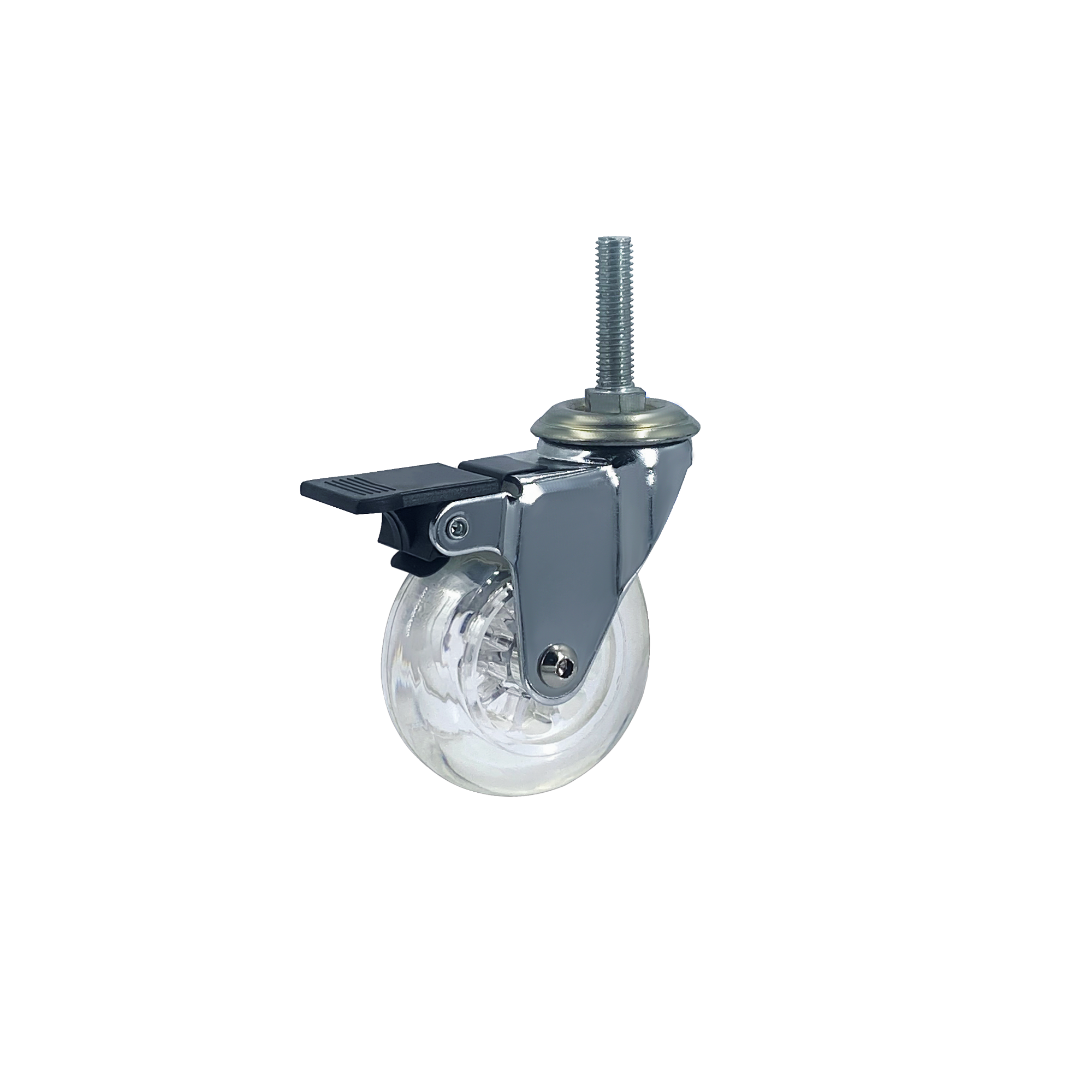 Transparent Caster Wheel 35/50/75/100 MM PU Trader Supplier For Equipment And Machine Swivel Threaded Stem Without Brake Caster
