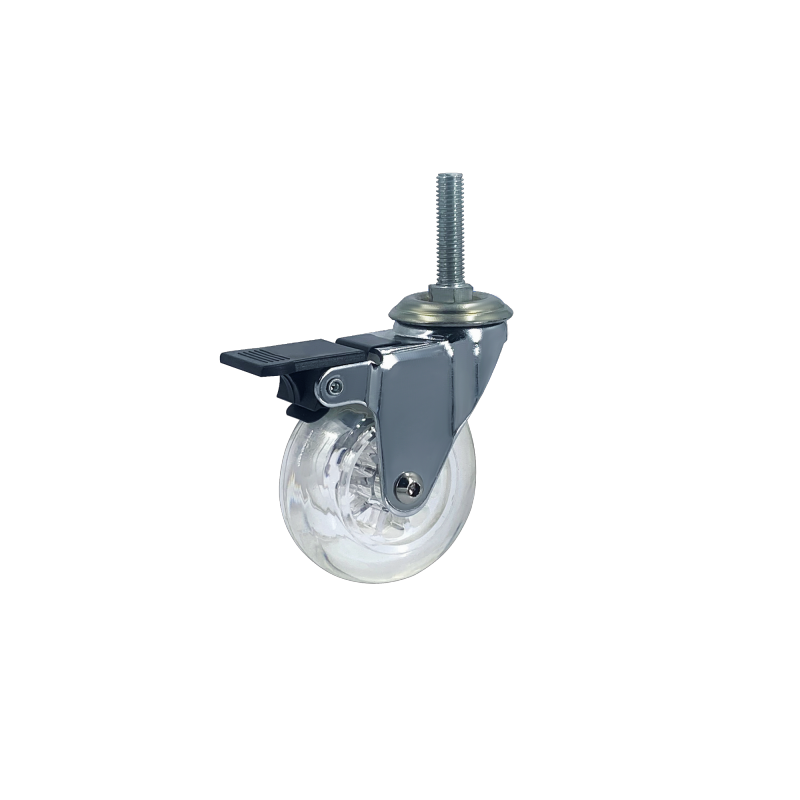 Transparent Caster Wheel 35/50/75/100 MM PU Trader Supplier For Equipment And Machine Swivel Threaded Stem Without Brake Caster