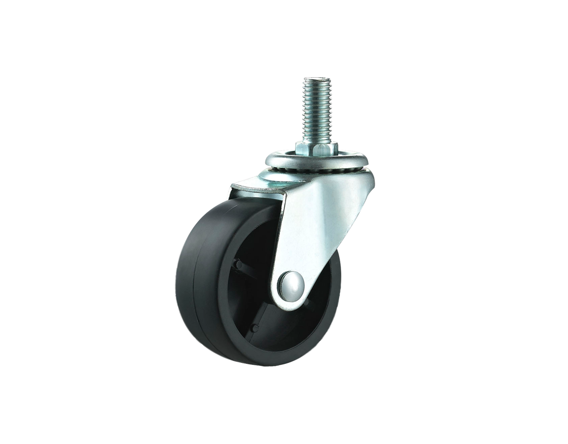 Light Duty Caster Wheel 1.5/2/2.5/3 INCH Black Color Caster Supplier Customized For Industry Swivel Threaded Stem With Brake