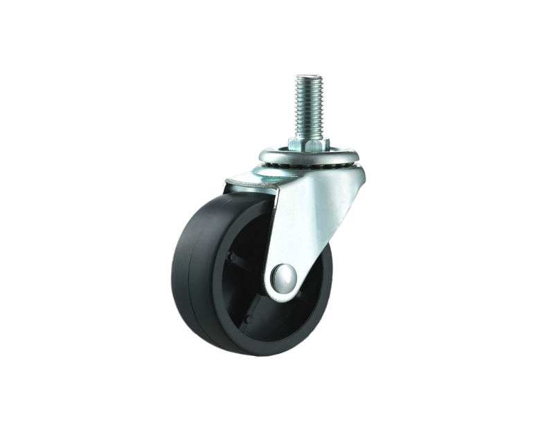 Light Duty Caster Wheel 1.5/2/2.5/3 INCH Black Color Caster Supplier Customized For Industry Swivel Threaded Stem With Brake
